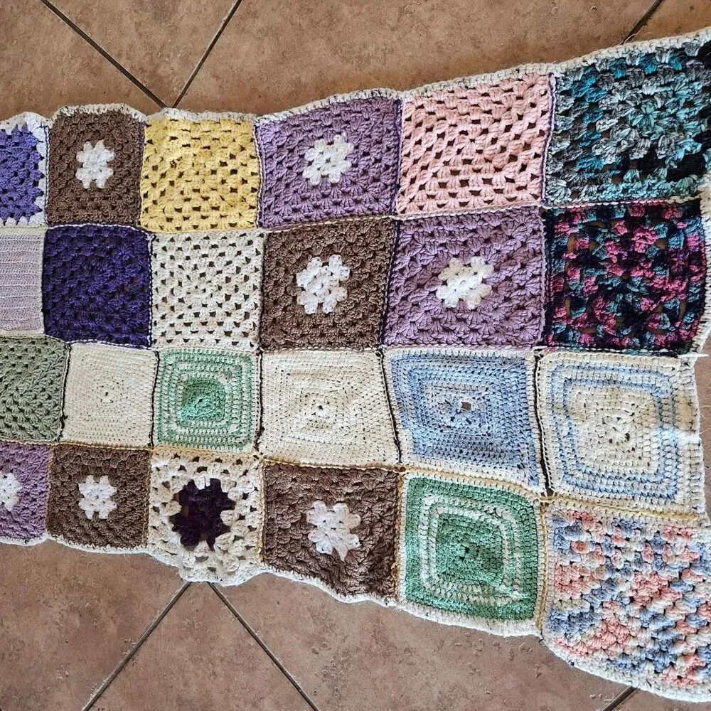 Hand made Sampler Afghan Throw Colorful 54